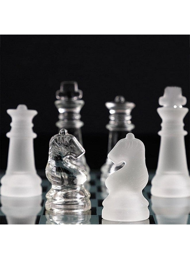 MSA Glass Chess Set with Glass Board | Frosted & Clear Glass Chess Pieces | Mind Game for Adults | Strategy/Outdoor Game (Set of 1)(20x20cm) - Image 4