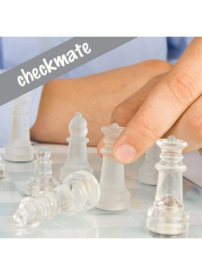 MSA Glass Chess Set with Glass Board | Frosted & Clear Glass Chess Pieces | Mind Game for Adults | Strategy/Outdoor Game (Set of 1)(20x20cm) - Image 5