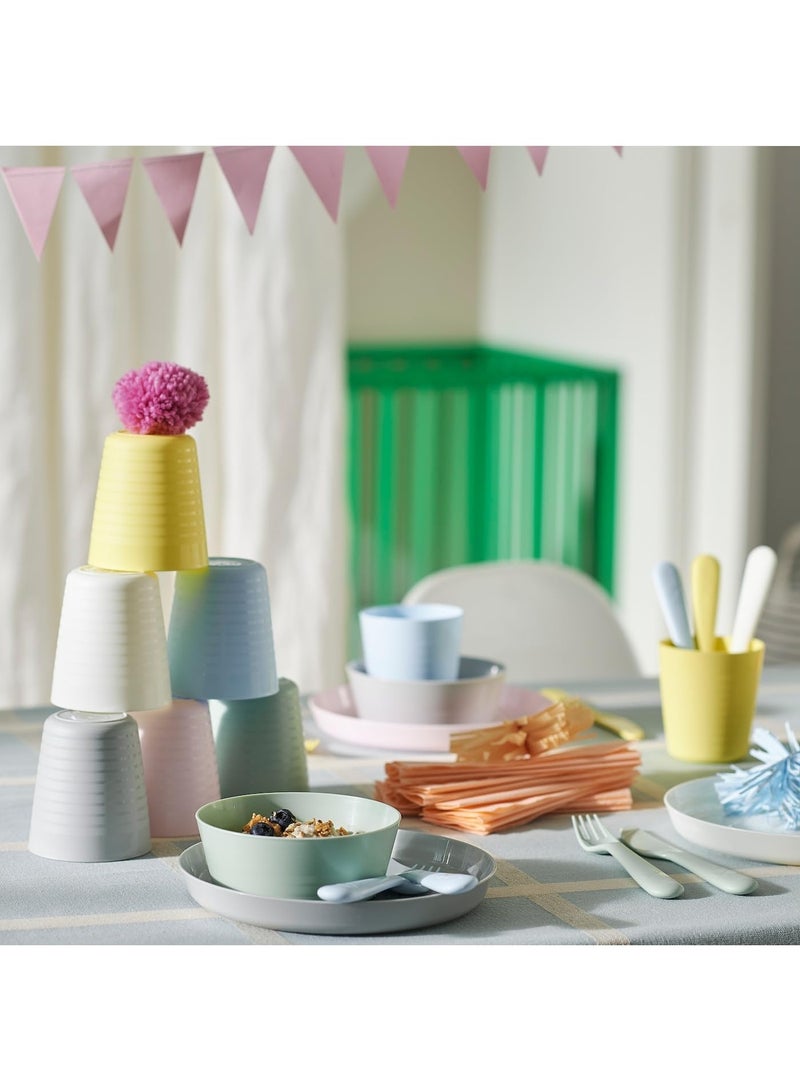 أيكيا طقم أدوات مائدة بلاستيك ملون للأطفال والكبار 6 ألوان مختلفة أكواب صحون سلطانيات، ملاعق شوك وسكاكين - Image 2