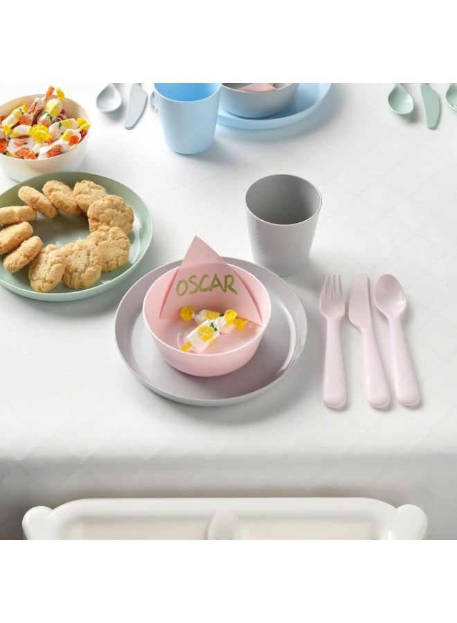 أيكيا طقم أدوات مائدة بلاستيك ملون للأطفال والكبار 6 ألوان مختلفة أكواب صحون سلطانيات، ملاعق شوك وسكاكين - Image 3