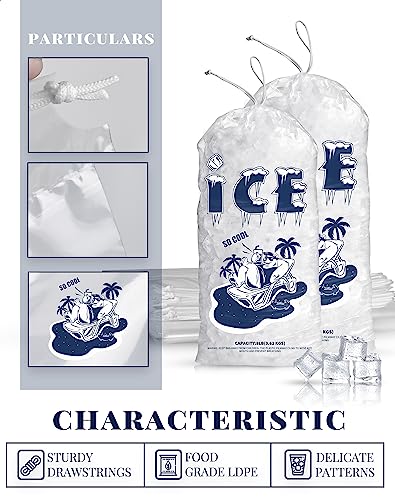 FireKylin 50 Pack Ice Bags 10 lb, Heavy-Duty Ice Bags with Drawstring(2 Mils Thickness) - Image 3