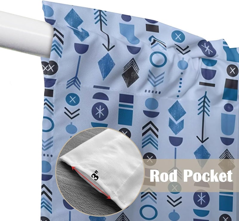 Abstract Tribal Arrows Swag Valances Kitchen Curtain 63 Inches Length, Tier Drapes Swag Topper, Boho Middle Century Navy Vertical Short Window Treatments for Living Room Bedroom 2 Panels 36"x63 - Image 5