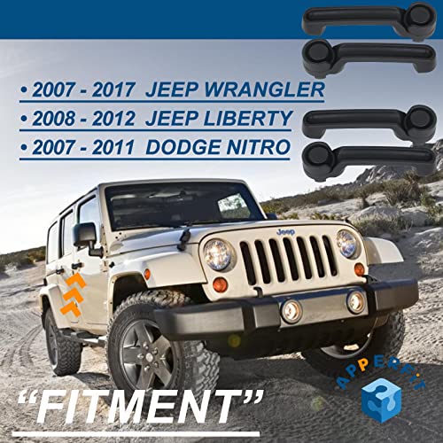 APPERFiT Exterior Door Handle 4pcs Compatible with 2007-2017 Jeep Wrangler JK, 2008-2012 Jeep Liberty, 2007-2011 Dodge Nitro Replaces 4589164AI 80614 - Image 4