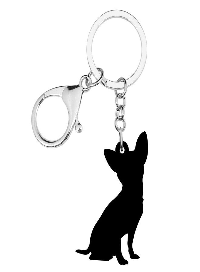 DUOWEI Adorable Sitting Chihuahua Dog Keychain Acrylic Pet Keyring Key for Women Teen Girl Charm Gift (White) - Image 5
