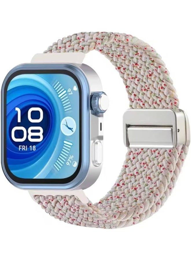 Sports Nylon Braided Strap for Huawei Fit 4 Pro/Fit 4/3 Comfortable Bracelet Quick Release Adjustable For Huawei Watch Fit 3/4/4 Pro Strap (Magnetic Starlight)