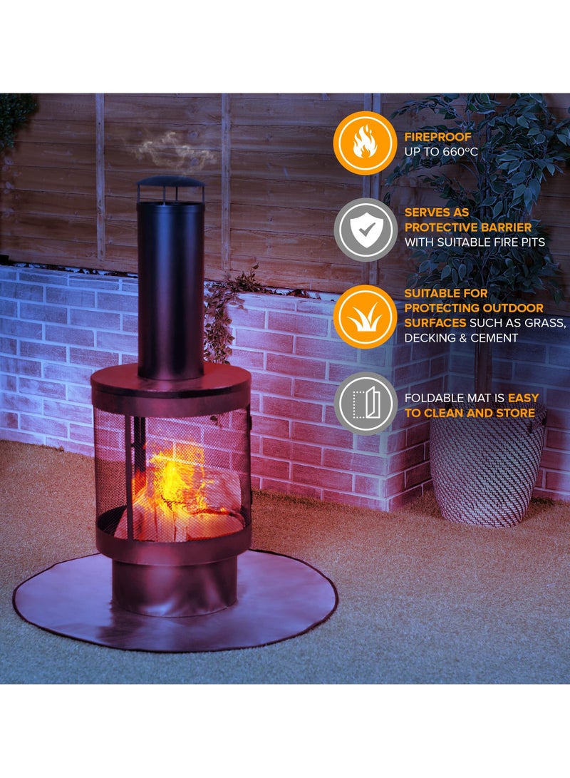 حماية لمنطقة النار بقطر 36 بوصة - فرشة مقاومة للحريق للشواء في الهواء الطلق - واقي حراري يحمي الأرضيات ، والشرفات ، والممرات ، ومناطق التخييم ، والمواقد ، والعشب ، والنيران الكبيرة من ضرر الحرارة والاحتراق. - Image 2