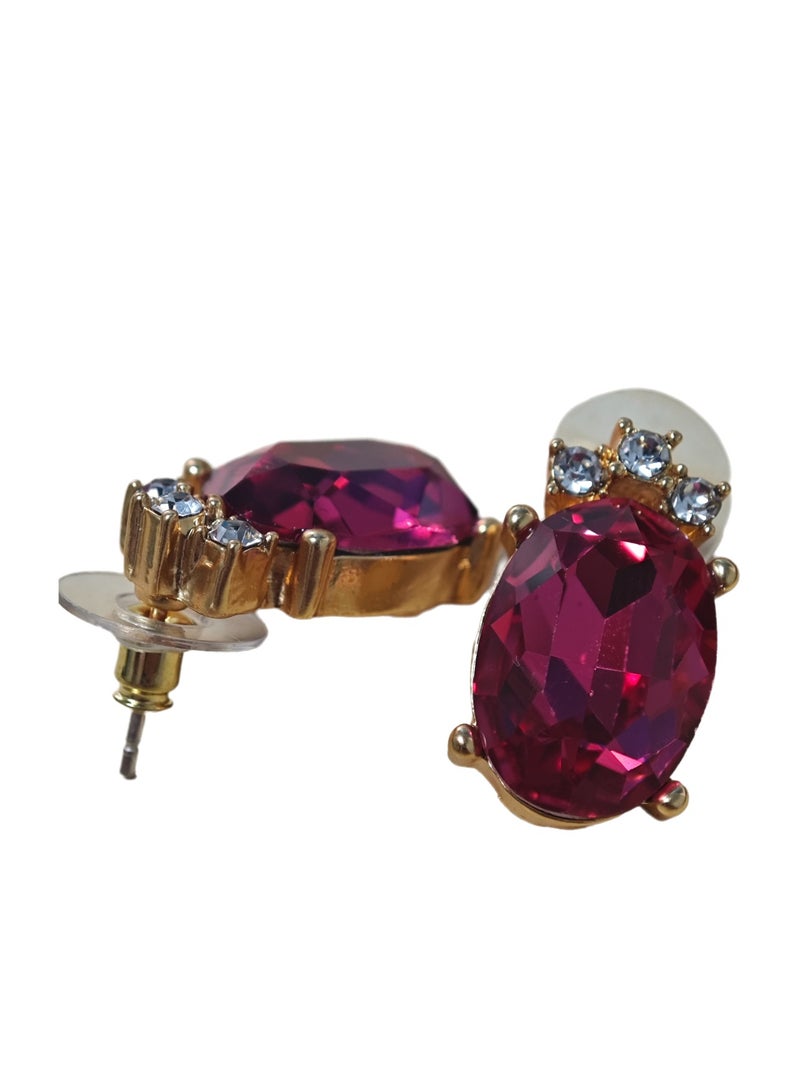LumiArk Glamorous Teardrop Earrings Set - Striking Red Gemstones, Exquisite Alloy Frame  - Image 4