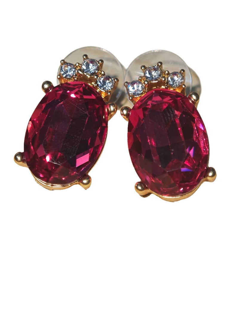 LumiArk Glamorous Teardrop Earrings Set - Striking Red Gemstones, Exquisite Alloy Frame  - Image 1