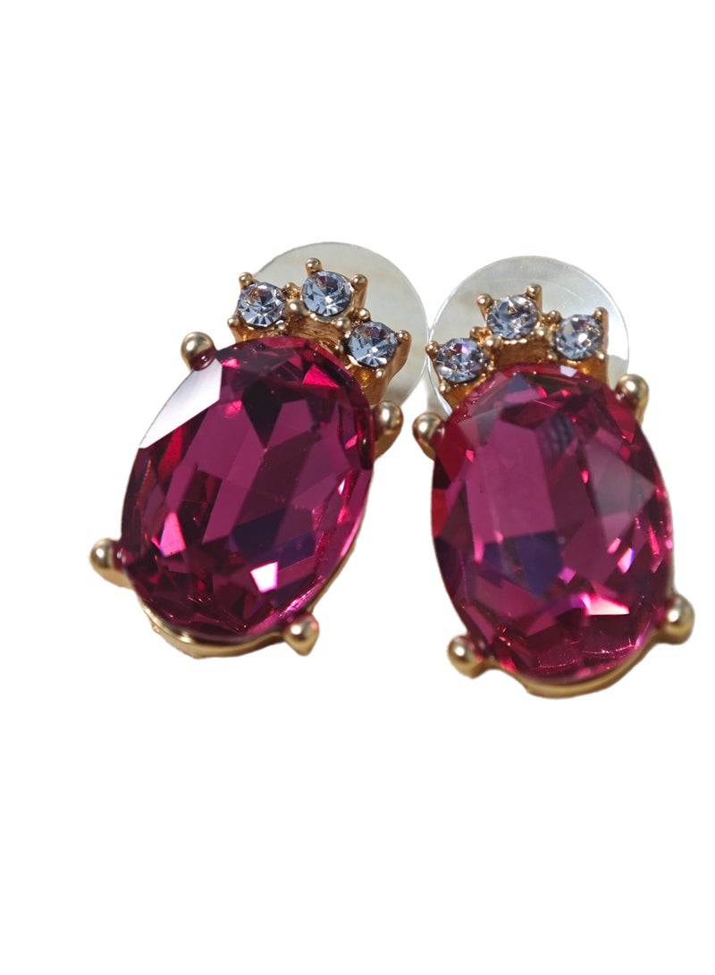 LumiArk Glamorous Teardrop Earrings Set - Striking Red Gemstones, Exquisite Alloy Frame  - Image 2