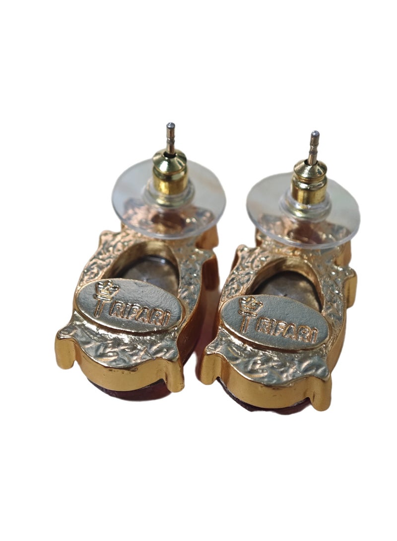 LumiArk Glamorous Teardrop Earrings Set - Striking Red Gemstones, Exquisite Alloy Frame  - Image 3