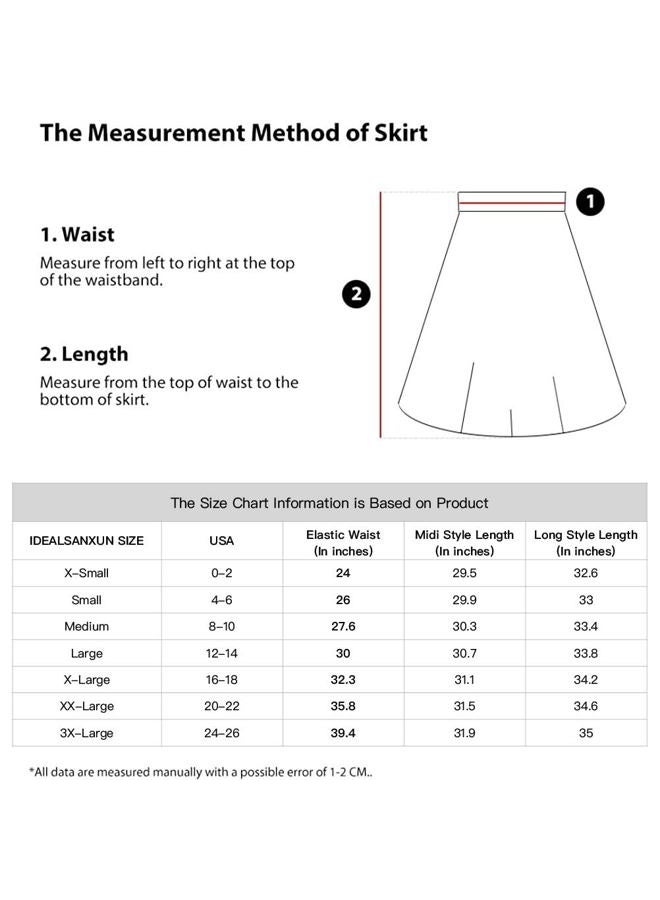 IDEALSANXUN Women's High Elastic Waist A-line Plaid Winter Warm Flare Long Skirts, Mid-calf Red, L - Image 5