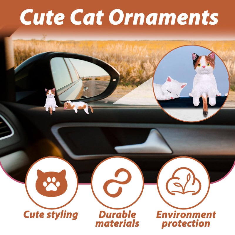 Tucnoeu 5pcs Cute Cat Fingurine Computer Monitor Decor, Mini Cat Figurines, Car Accessories Interior, Mini Resin Cats for Computer Monitors, Car Screens, Desks - Image 3