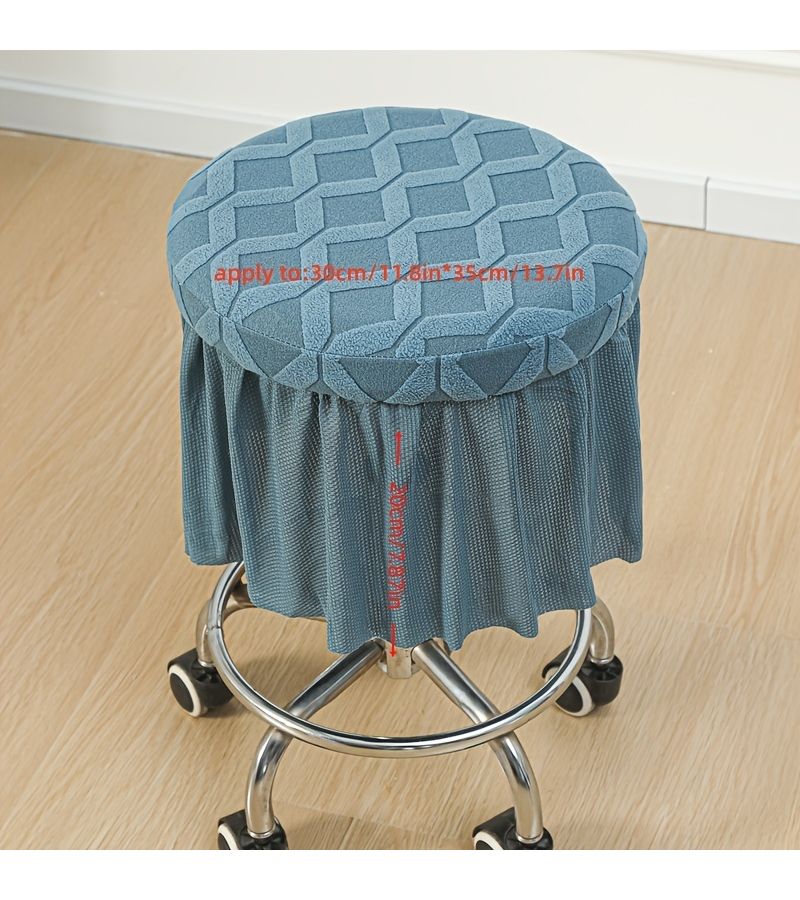 1pc Elegant Round Stool Cover Olive Green With Lace Skirt Hem Elastic Base Decorative Stretchable Chair Cover Machine Washable - Image 5