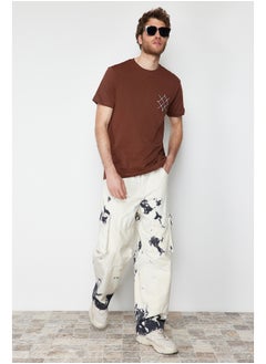 trendyol Brown Regular/Regular Fit Logo Printed 100% Cotton Short Sleeve T-Shirt TMNSS20TS0984  - Image 2