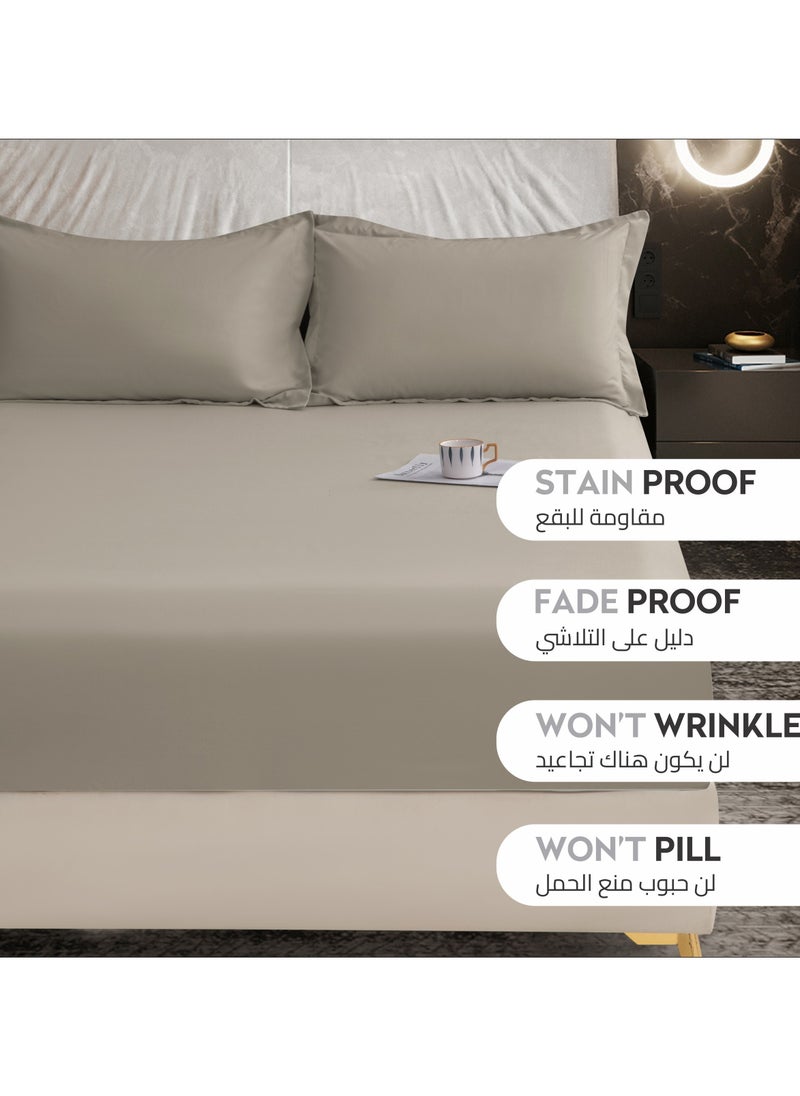 Donetella Bedding Fitted Sheet - Fits 90x190 Cm Bed For Single Bed 2 Pcs (1 Fitted Sheet and 1 Pillowcase) - 30 Cm Deep Pocket - Solid Bed Sheet  - Image 4