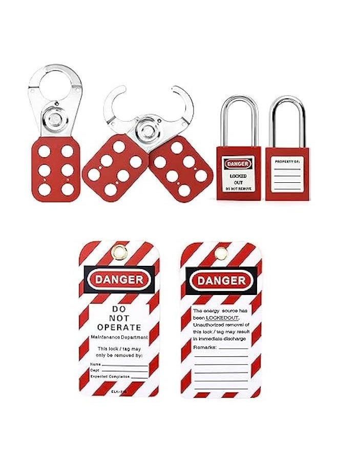Arabest Lockout Tagout Kit with Hasps, Lockout Tags, Red Loto Locks, Two Padlocks with Keys, Electrical Lock Out Tag Out Kit for Electrical Lockout Applications  - Image 2