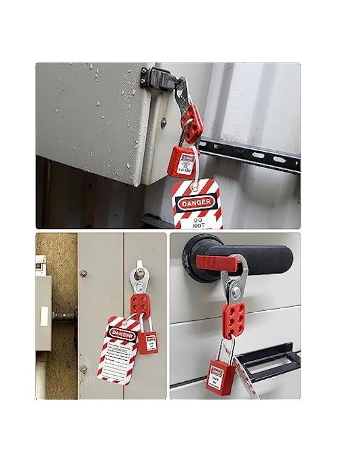 Arabest Lockout Tagout Kit with Hasps, Lockout Tags, Red Loto Locks, Two Padlocks with Keys, Electrical Lock Out Tag Out Kit for Electrical Lockout Applications  - Image 4