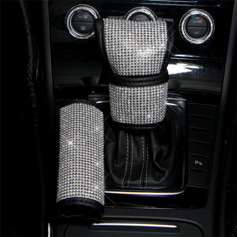 PU Leather Shift Cover: Wear-Resistant Anti-Slip Durable - Sparkling Crystal Diamond Decor Gear Protector for Most Car Interiors, Women Car Decor Enthusiasts - Image 5