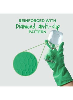 Scotch Brite Scotch-Brite Latex Aloe Vera Coated Gloves,Keeps Hands Cool&Comfortable,Extra Thick,Beaded Cuffs,Anti-Slip Diamond Pattern. For Dishwashing,Gardening&Kitchen Cleaning(1 Pair)  - Image 5