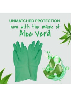 Scotch Brite Scotch-Brite Latex Aloe Vera Coated Gloves,Keeps Hands Cool&Comfortable,Extra Thick,Beaded Cuffs,Anti-Slip Diamond Pattern. For Dishwashing,Gardening&Kitchen Cleaning(1 Pair)  - Image 2
