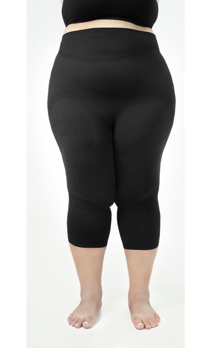 Bioflect® Capri Compression Leggings with Bioactive Fibers and Raised Massaging Knit for Support and Comfort - Black XXL - Image 2
