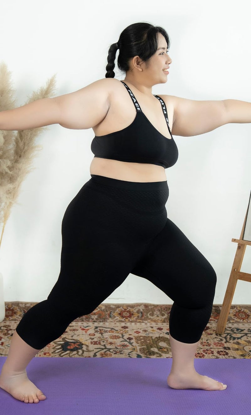Bioflect® Capri Compression Leggings with Bioactive Fibers and Raised Massaging Knit for Support and Comfort - Black XXL - Image 5