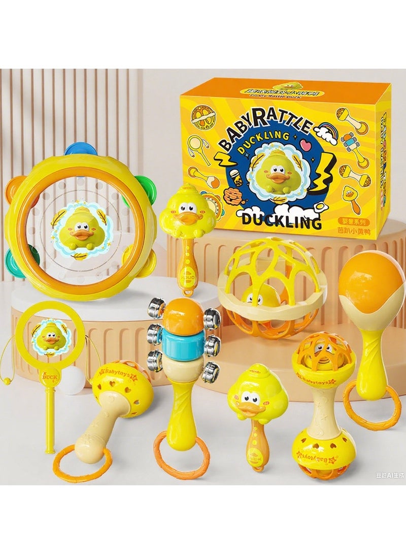 HALAMODO 9 PCS Baby Rattles Teether Rattles Toys, Baby Teething Toys 0-12 Months, Early Developmental Newborn Toys for Infants Toddler - Image 1