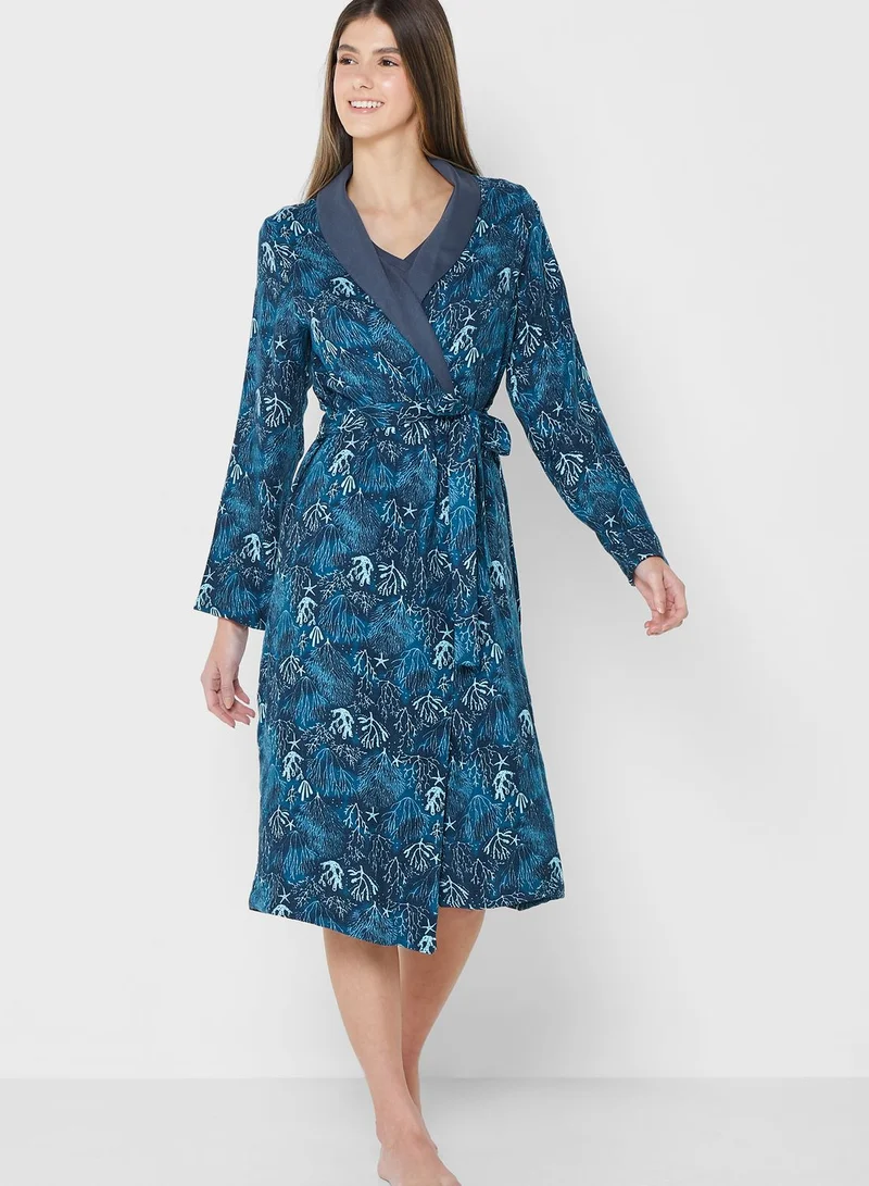 NAUTICA Printed Robe & Night Dress Set