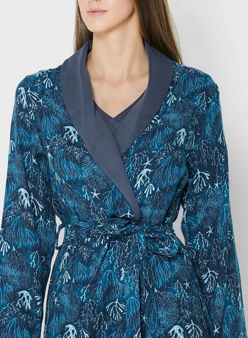 NAUTICA Printed Robe & Night Dress Set