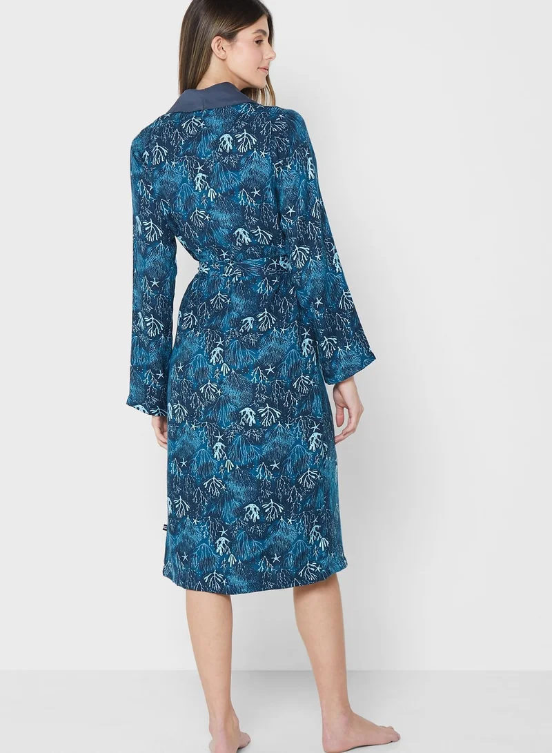 NAUTICA Printed Robe & Night Dress Set