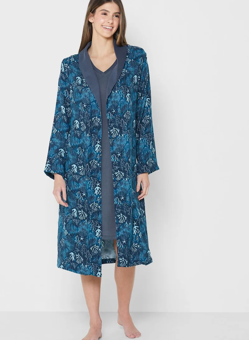NAUTICA Printed Robe & Night Dress Set