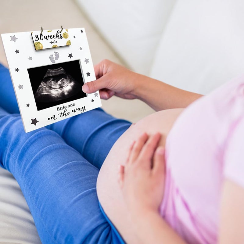 AHANDMAKER Sonogram Picture Frame Ultrasound Picture Frame with Baby Countdown Weeks Sonogram Pregnancy Milestone Gifts for pecting Parents First Time Moms Fruit Pattern Pregnancy Announcement - Image 5