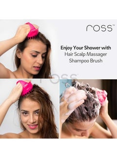 ROSS Ross Hair Scalp Massager Shampoo Hair Brush with Soft Silicone Bristles for Anti Dandruff, Exfoliating with Scalp Care Manual Head Massager, Pink  - Image 2