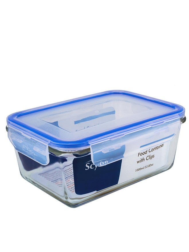 Mondex Glass Food Container with Lock Lid, 1000ml - Image 1