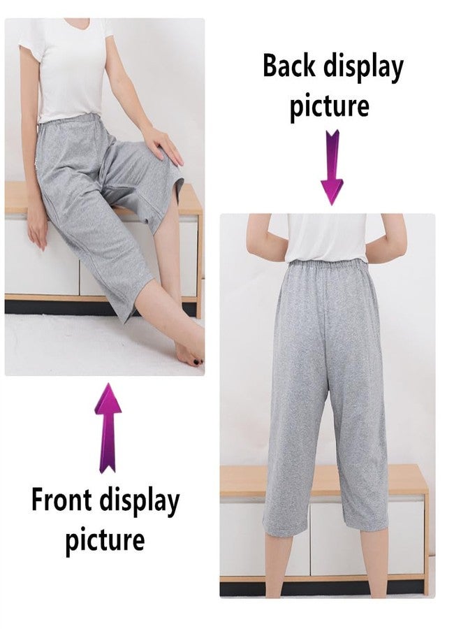LAROTSUBA Zipper Patient Clothing,Patient Care Pants,Full Open Post Surgery Pants,Leg Post Surgery Pant Suit for Home Care,Post Surgery,Dialysis,Elderly,Fracture,Disability,Rehab(Cropped,Grey,XL) - Image 5