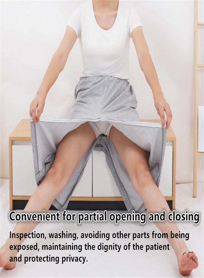 LAROTSUBA Zipper Patient Clothing,Patient Care Pants,Full Open Post Surgery Pants,Leg Post Surgery Pant Suit for Home Care,Post Surgery,Dialysis,Elderly,Fracture,Disability,Rehab(Cropped,Grey,XL) - Image 4