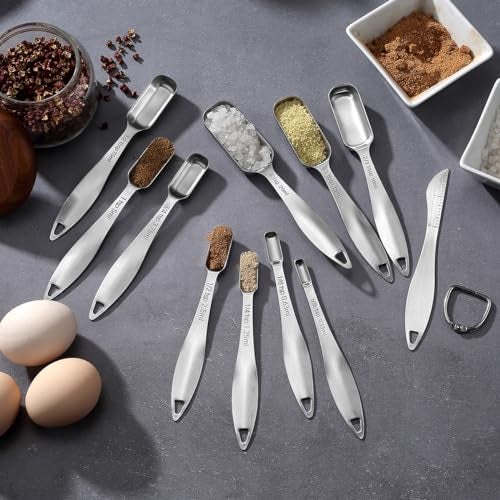 Lucksury 18/8 Stainless Steel Measuring Spoons Set of 16 Pieces, Includes 10 Narrow, 1 Leveler and 5 Mini Spoons - Image 4