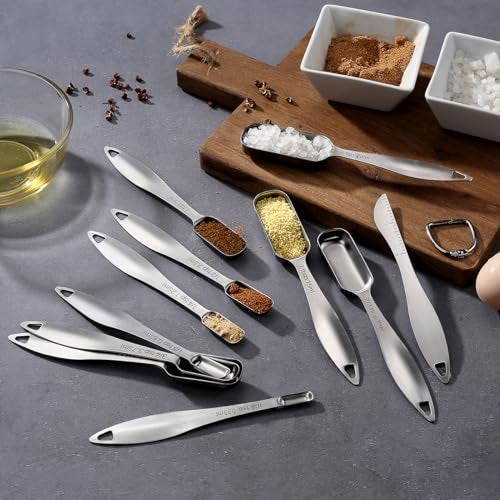 Lucksury 18/8 Stainless Steel Measuring Spoons Set of 16 Pieces, Includes 10 Narrow, 1 Leveler and 5 Mini Spoons - Image 2