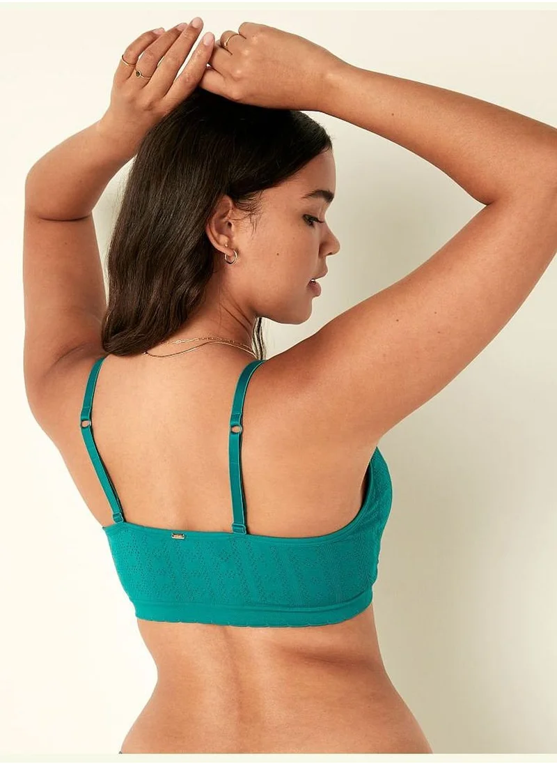 PINK Soft Seamless Pointelle Lightly Lined Bralette