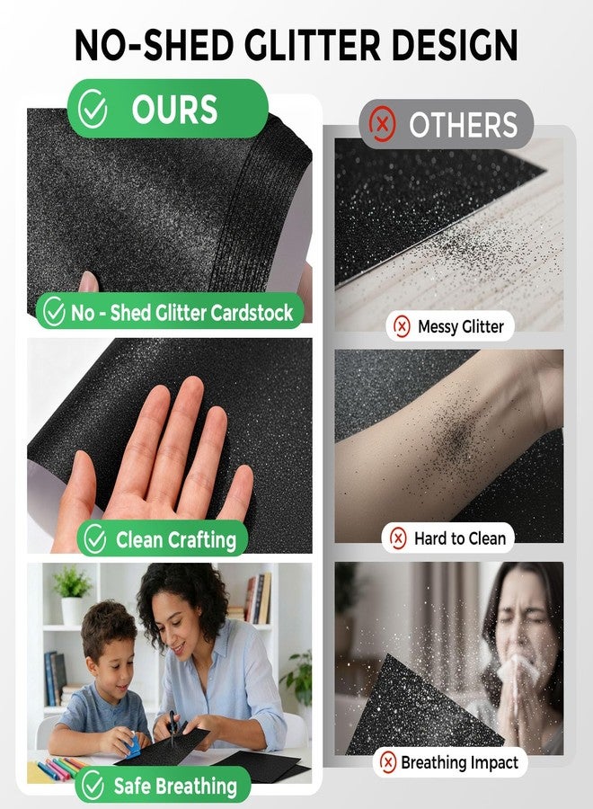 BOOKNOW 27 Sheets Black Glitter Cardstock Paper, 8.5 x 11 Inches Sparkling Card Stock Paper for Card Making, Back to School Supplies, 250GSM - Image 3