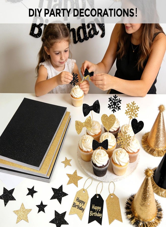 BOOKNOW 27 Sheets Black Glitter Cardstock Paper, 8.5 x 11 Inches Sparkling Card Stock Paper for Card Making, Back to School Supplies, 250GSM - Image 4
