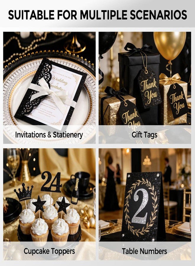BOOKNOW 27 Sheets Black Glitter Cardstock Paper, 8.5 x 11 Inches Sparkling Card Stock Paper for Card Making, Back to School Supplies, 250GSM - Image 5