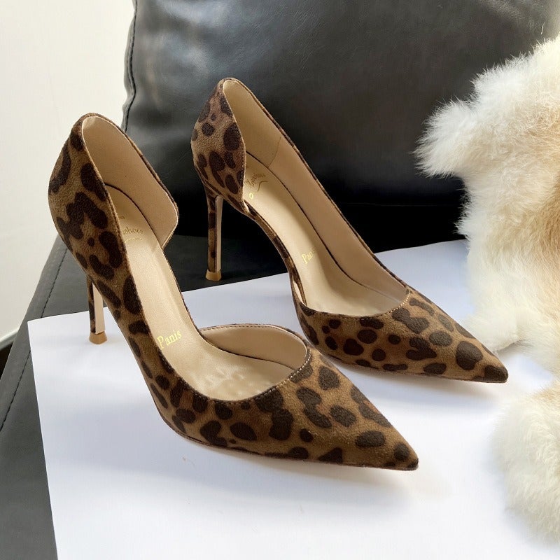 2026 New Red Sole Pointed Toe Side Hollow Sexy Nude High Heels for Women - Elegant Black Patent Leather Single Shoes