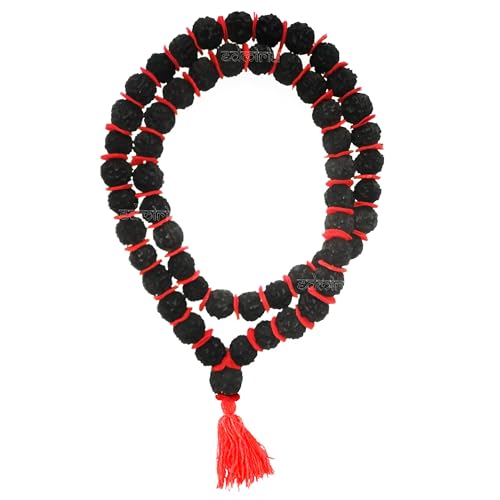 Edmiria 5 Mukhi Rudraksha Kantha Mala Big Beads | Five Face (Panch Mukhi) Rudraksha Kantha | Mala| Holy & Auspicious Nepali Rudraksha Size-20mm Approx (Black 54+1) - Image 1