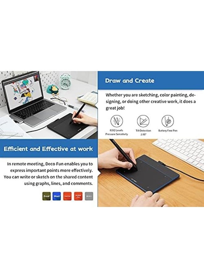 XP-PEN Deco Fun S Graphic Drawing Tablet – 6x4 Inches, 8192 Pressure Levels, Battery-Free Stylus  - Image 4