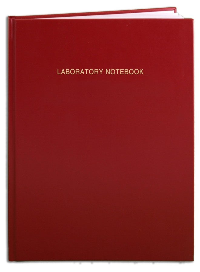 BookFactory Lab Notebook - 96 Pages (.25'' Grid Format), 8'' x 10'', Red Cover, Section Sewn Hardbound Laboratory Notebook (Made in USA) - Image 1