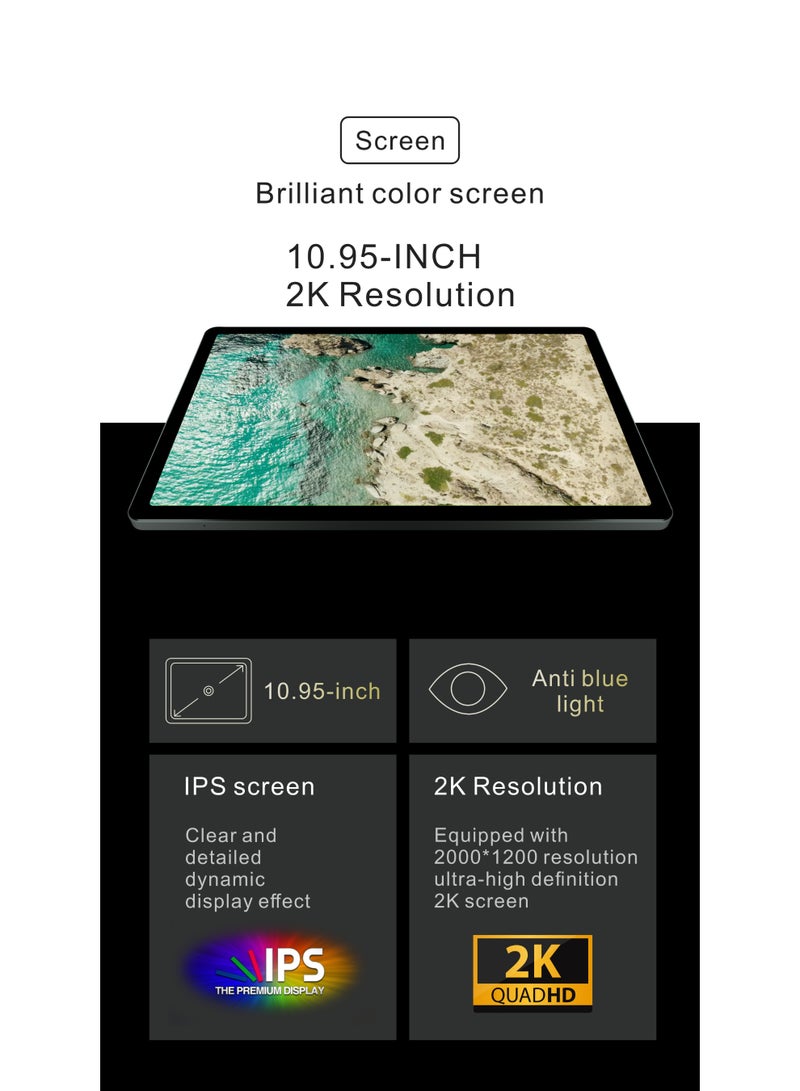 VIKUSHA V-Z70plus 16GB RAM+256G  WiFi 4GLTE   Android 13  10.95-inch BLUE Tablet WITH KEYBOARD - Image 3