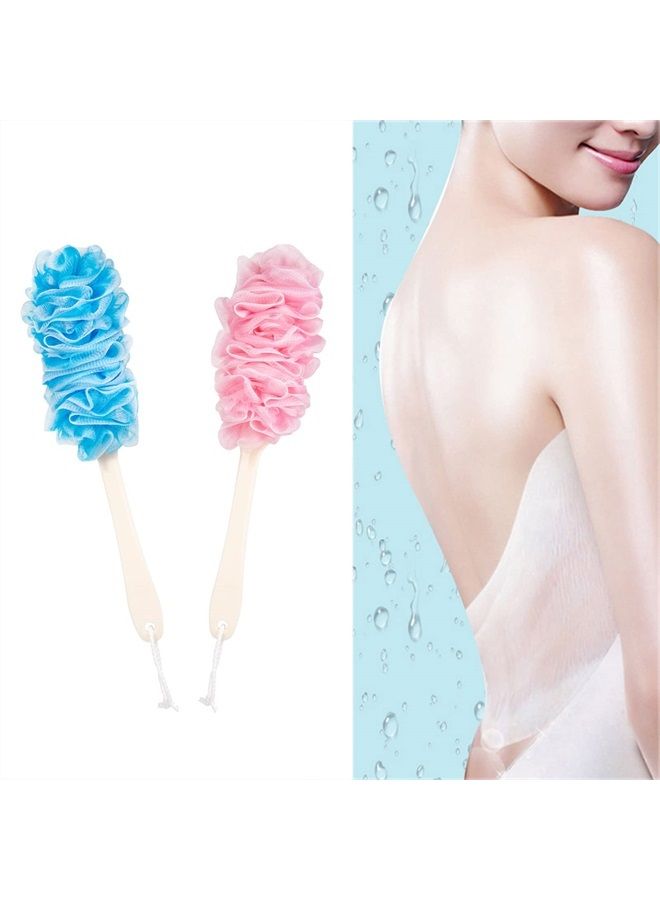 Arswin Loofah Back Scrubber for Shower,Loofah On a Stick,Anti-Slip Long Handle Bath Sponge Shower Brush,Soft Nylon Mesh Body Brush for Women&Men (Pack of 2, Blue) - Image 5