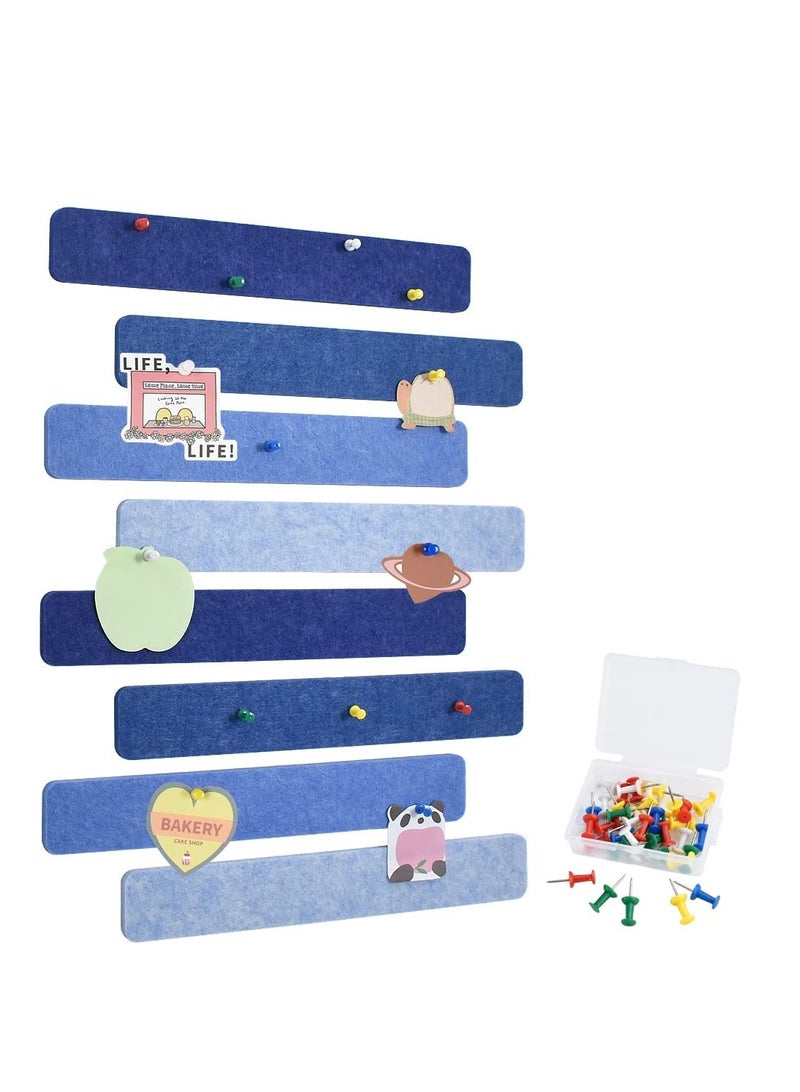 SYOSI 8Pcs Blue Cork Board Bar Strips with 50 Pushpins, Self-Adhesive Bulletin Board Strips No Damage for Wall, Felt Pin Board for Paste Notes, Photos, Schedules Office Decor - Image 2