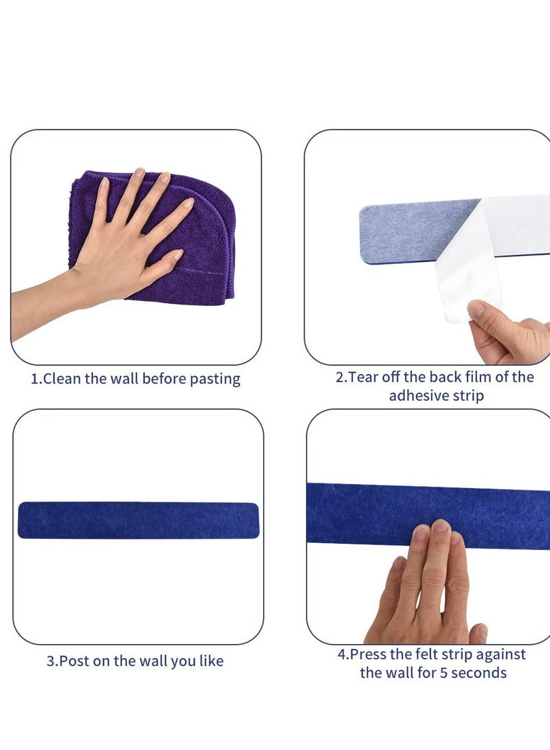 SYOSI 8Pcs Blue Cork Board Bar Strips with 50 Pushpins, Self-Adhesive Bulletin Board Strips No Damage for Wall, Felt Pin Board for Paste Notes, Photos, Schedules Office Decor - Image 5